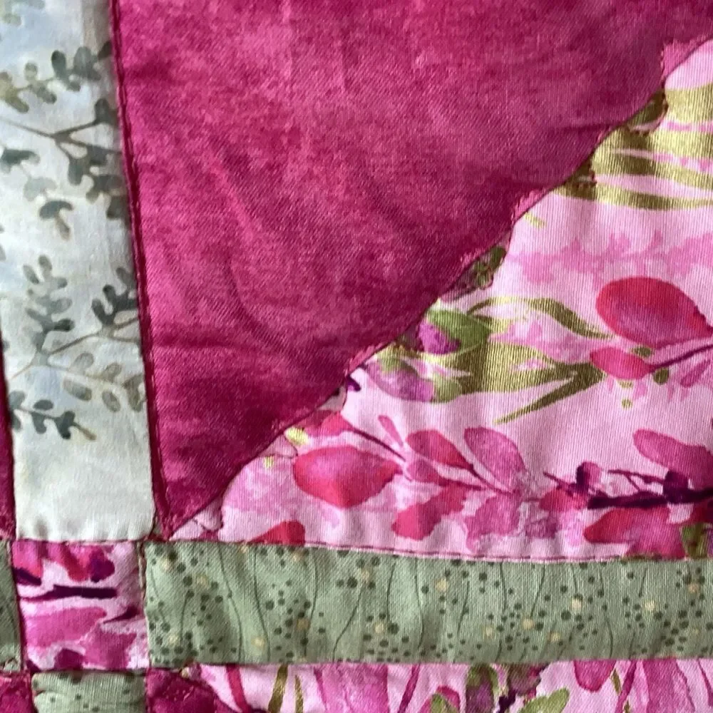 Elegant Pink and Green Patchwork Quilt